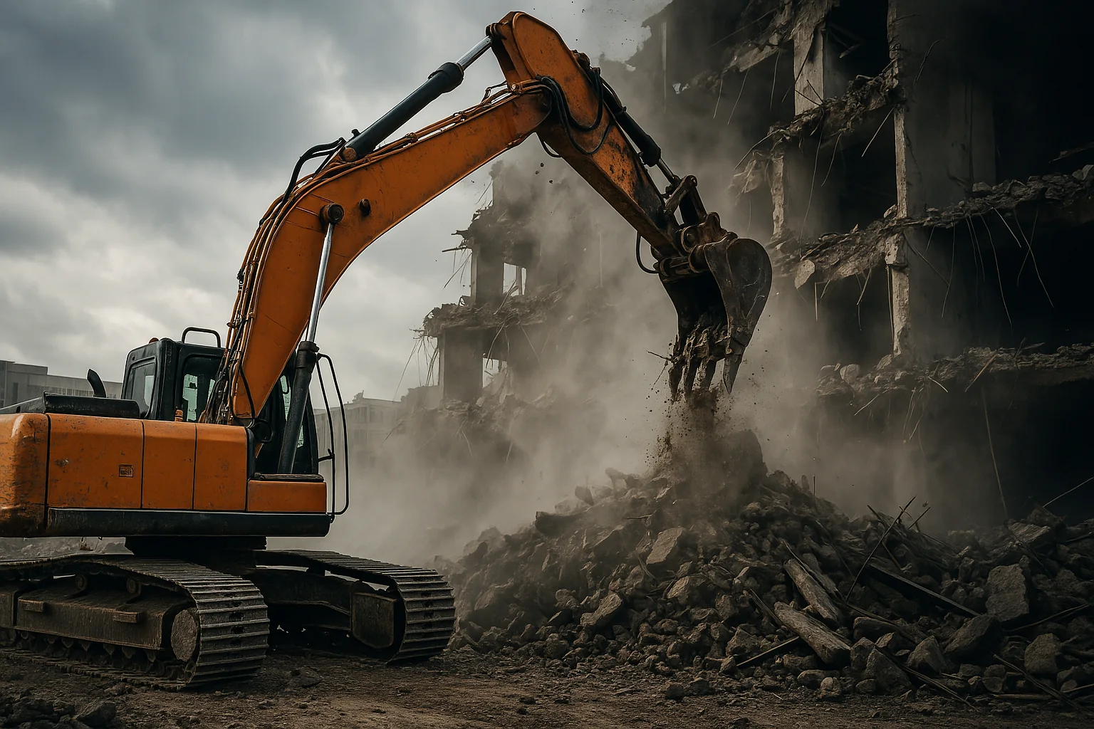 Excavator carrying out excavation work